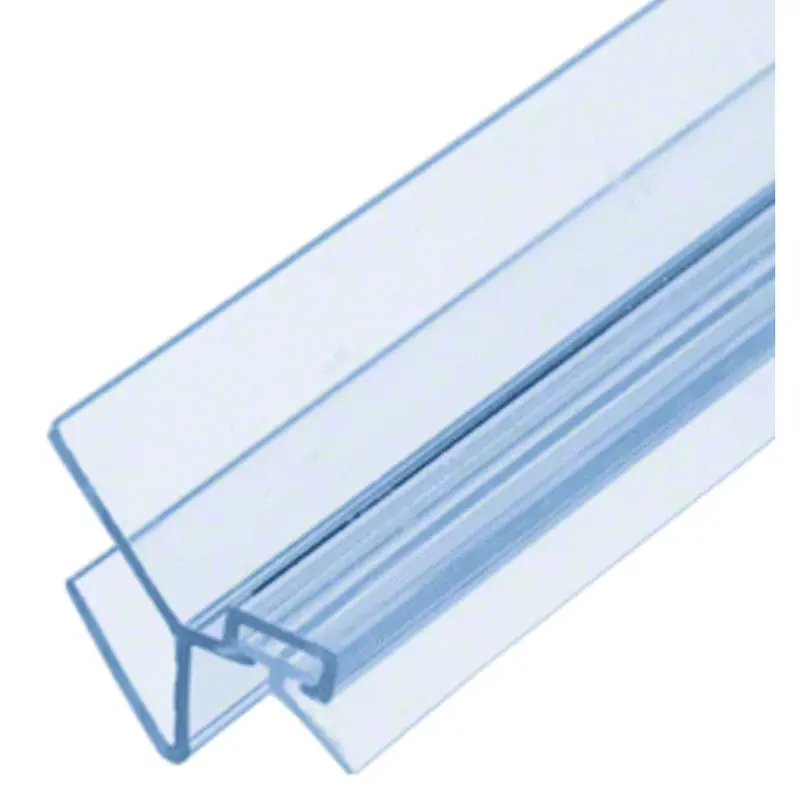 135° Swinging Shower Door Strike Jamb – Clear Polycarbonate Frameless Seal 1