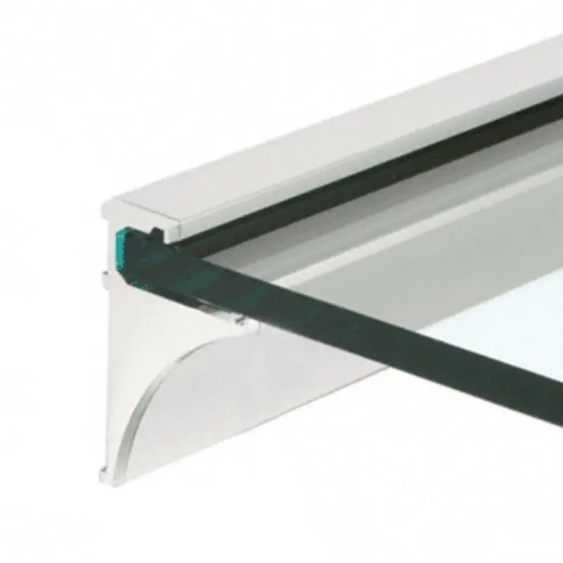 18" Anodized Aluminum Bath Shelf Extrusion – Designed For 3/8" Tempered Glass Shelving Systems 1