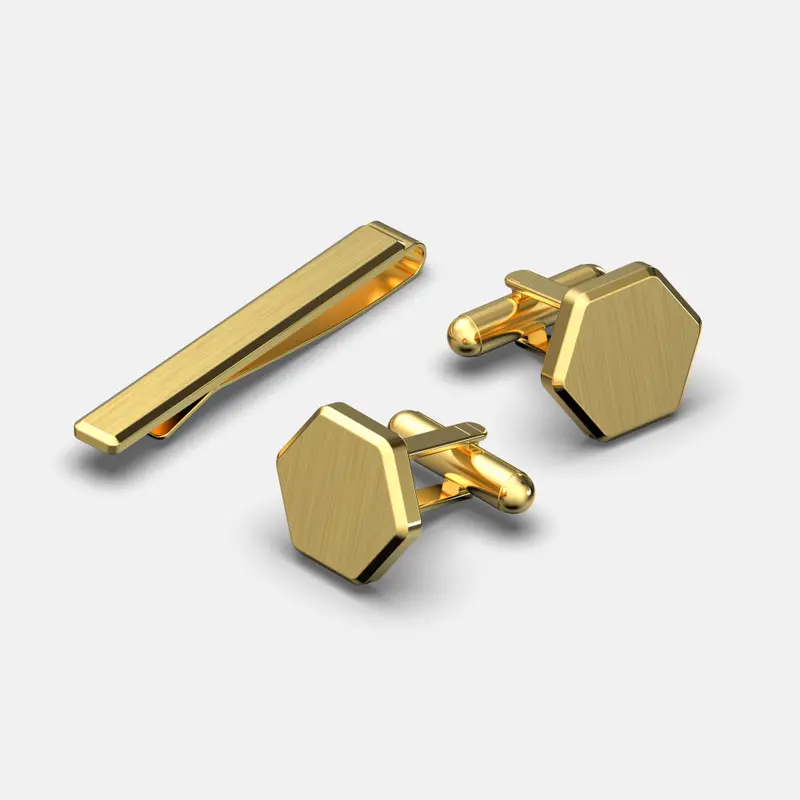 24K Gold Tie Bar And Cufflinks Set 1