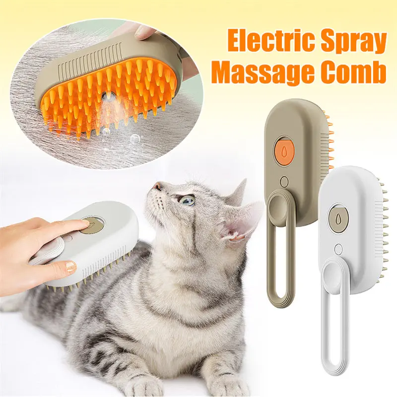 3-In-1 Steam Pet Grooming Brush – Electric Spray Hair Remover & Massage Comb For Cats & Dogs 1