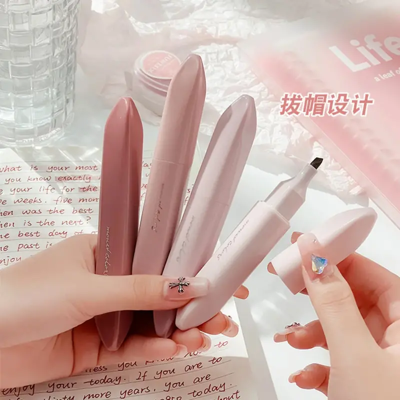 4-Pack Japanese Pastel Highlighters – Kawaii-Styled Dual-Tone Markers For Aesthetic Study & Journaling 1