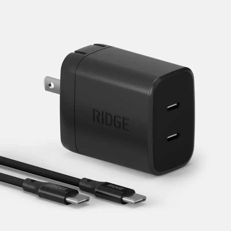 45W Dual-Port Wall Charger – Matte Black 1