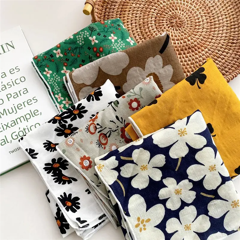 55Cm Cotton-Linen Square Scarf For Women – Lightweight Spring & Summer Bandana, Hair Wrap, Or Stylish Accessory 1