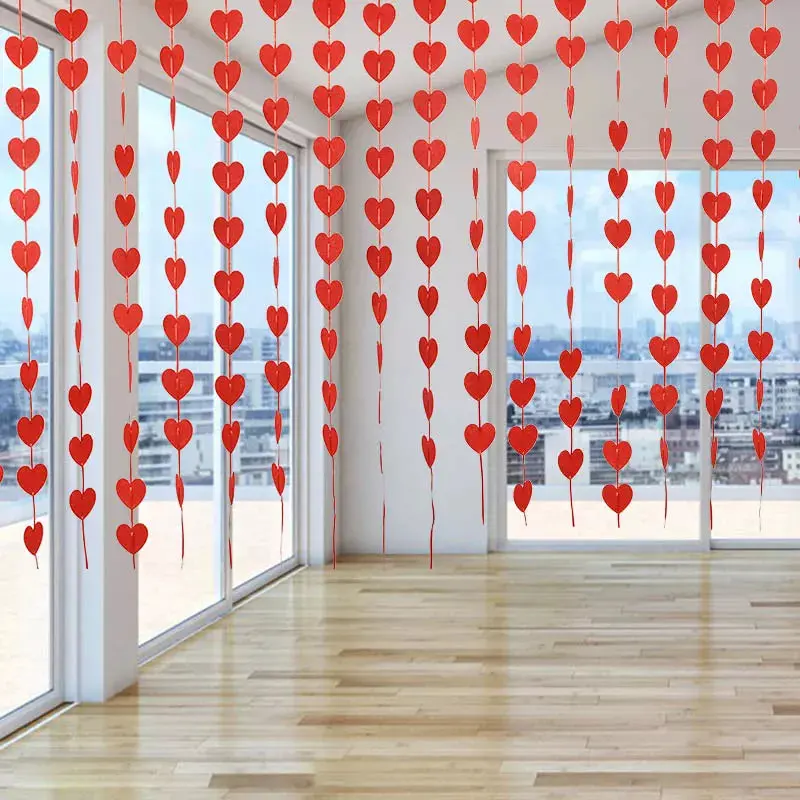 80-Piece Red Felt Heart Garland – Valentine’S Day, Wedding & Birthday Party Decoration 1