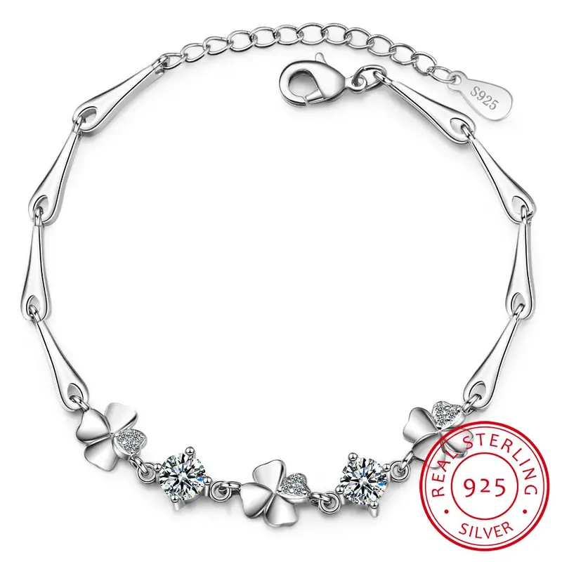 925 Sterling Silver Four-Leaf Clover Bracelet – Lucky Charm Jewelry For Students & Valentine'S Day 1