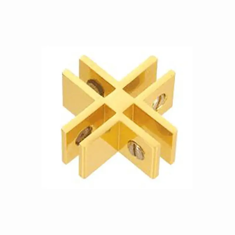 Anodized Aluminum 4-Way Modular Display Glass Connector 1
