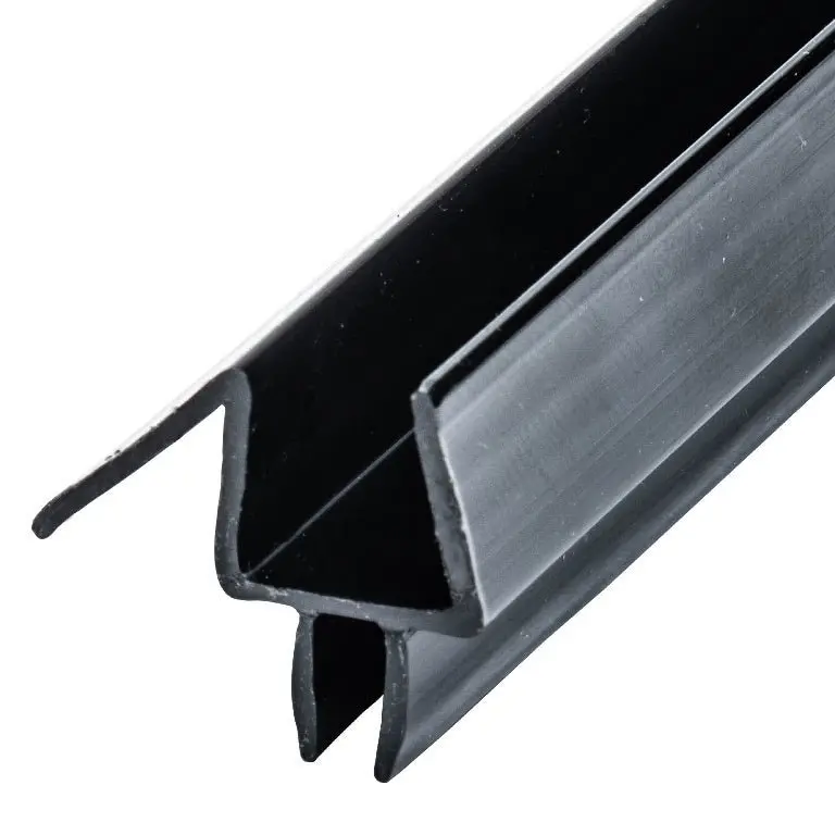 Black Co-Extruded Bottom Wipe & Drip Rail For 3/8" Shower Glass 1