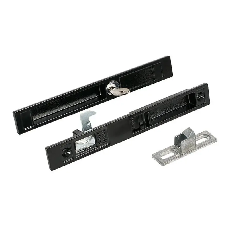 Black Flush-Mount Sliding Patio Door Handle Set – 6.5-Inch Center-To-Center Spacing With Keyed Cylinder 1