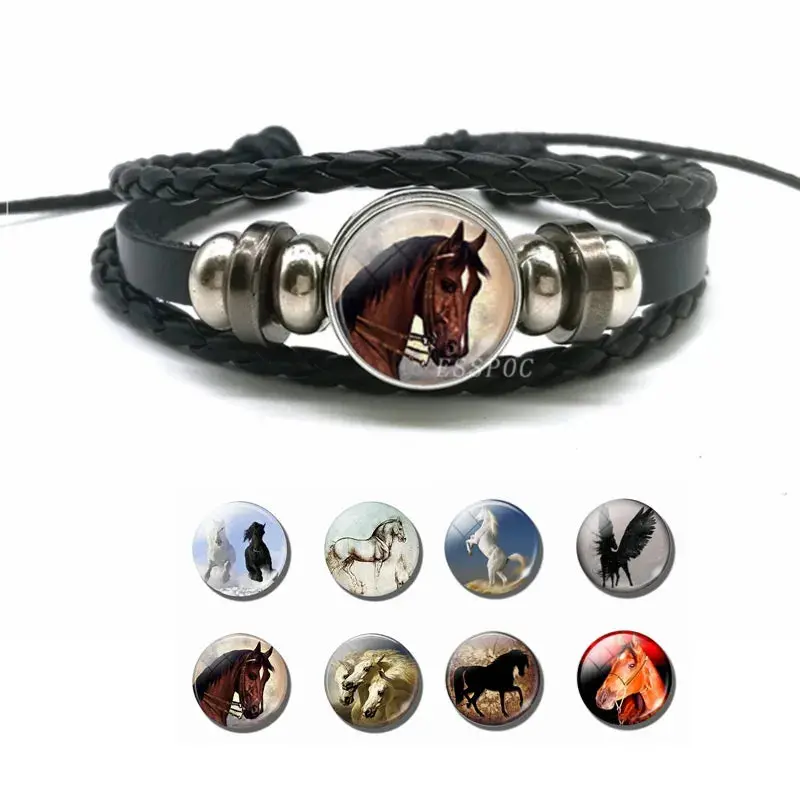 Braided Pu Leather Horse Bracelet – Unisex Stylish Accessory For Equestrian Lovers & Valentine'S Gifting 1