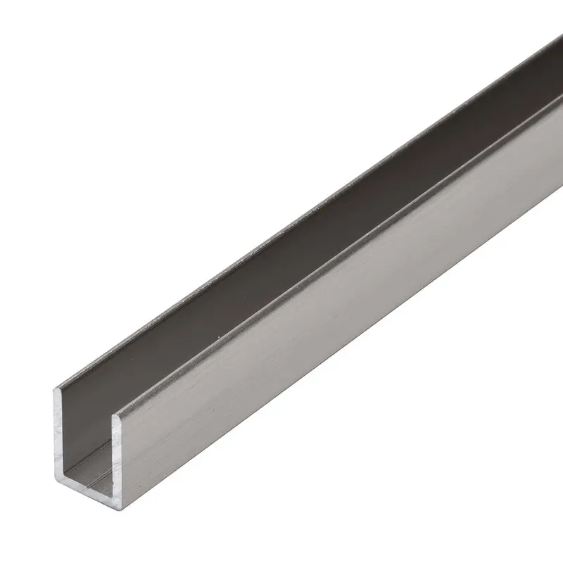 Brushed Nickel 3/8" Fixed Panel U-Channel – 95" Shower Glass Mounting Track 1