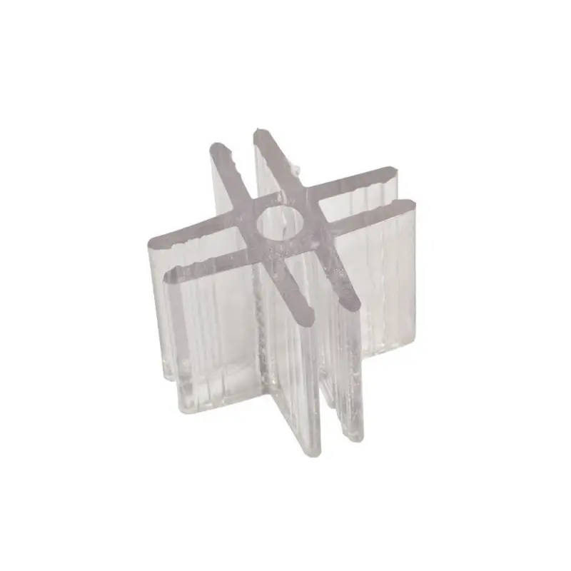 Clear 90° 4-Way Plastic Corner Connector For 3/16" Glass Display Systems 1
