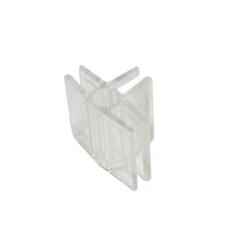 Clear 90° Three-Way Plastic Display Connector For 3/16" Glass Systems 1