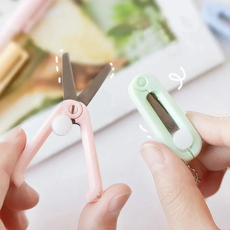 Compact Foldable Morandi-Tone Scissors – Lightweight Portable Cutting Tool For Paper Crafts, Office & Classroom 1