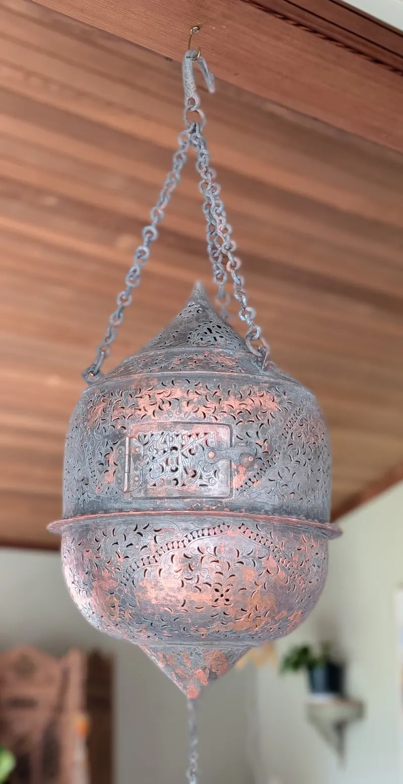 Early 20Th-Century Moorish Copper Mosque Lantern — Two-Piece Pierced Design 1