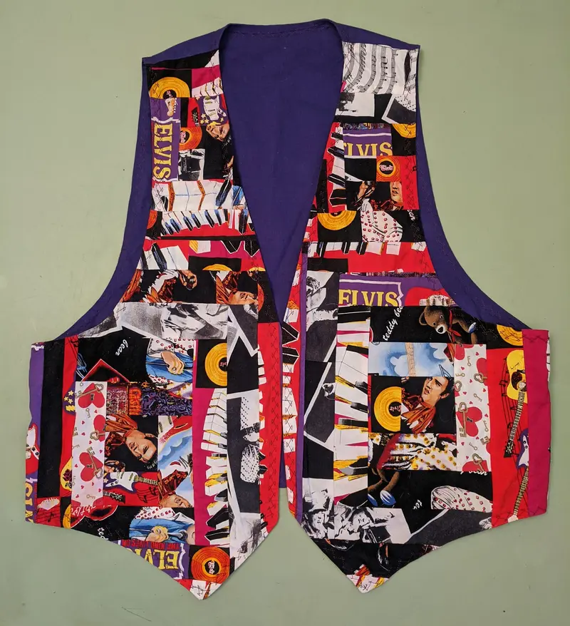 Elvis-Inspired Rockabilly Vest – Handcrafted Patchwork Western-Style Jacket 1