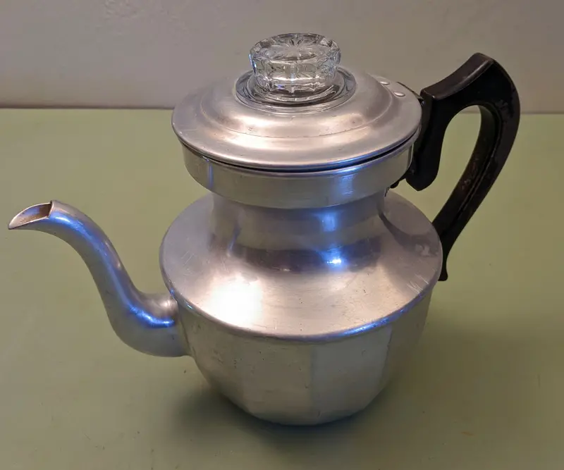 Hi-Test Aluminum Stovetop Percolator – 6-Cup Capacity With Glass Bubble Top 1