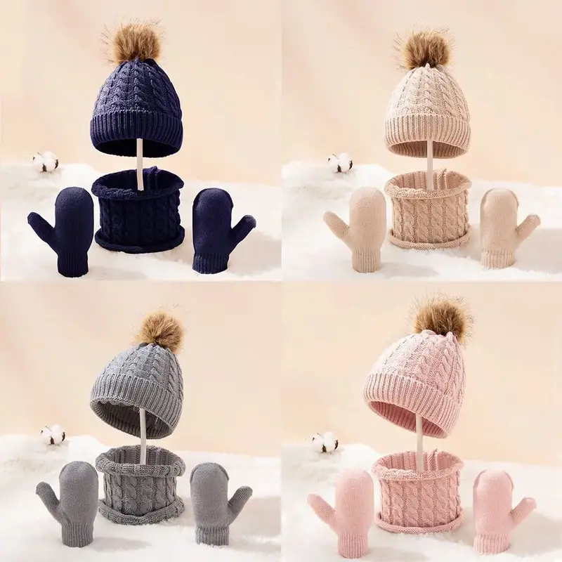 Infant Cotton Accessory Set – 3-Piece Soft Winter Hat, Scarf, And Gloves For Babies 0–3 Years 1