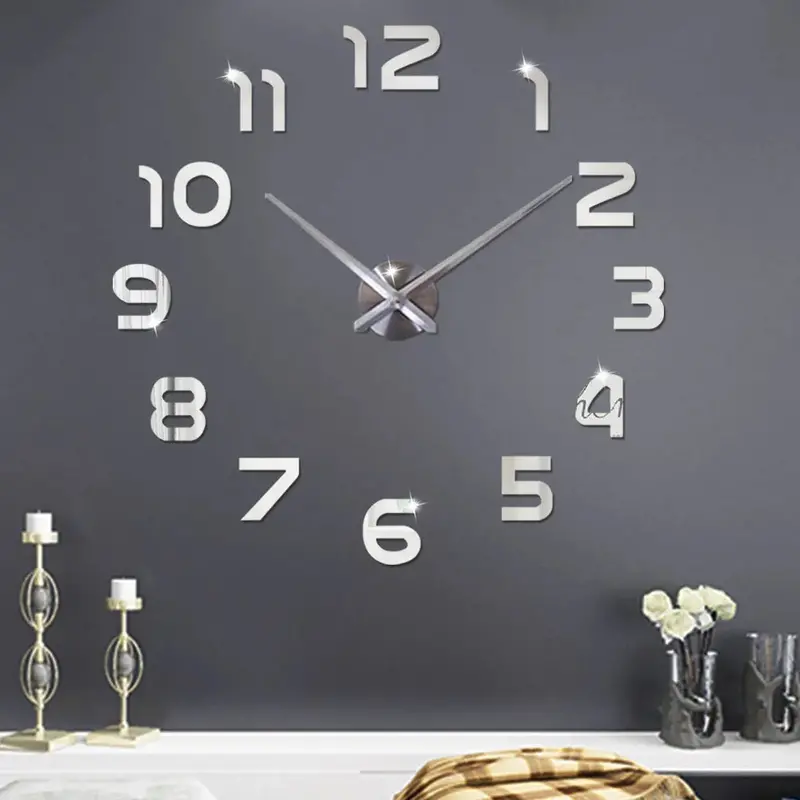 Large Silent Acrylic Wall Clock – Sleek 3D Digital-Style Clock Sticker For Modern Living Rooms, Offices & Minimalist Interiors 1