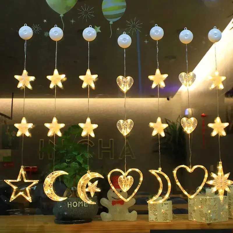 Led Star & Moon Suction Cup Lamp – Battery-Powered Window Or Ceiling Decor For Christmas & Celebrations 1