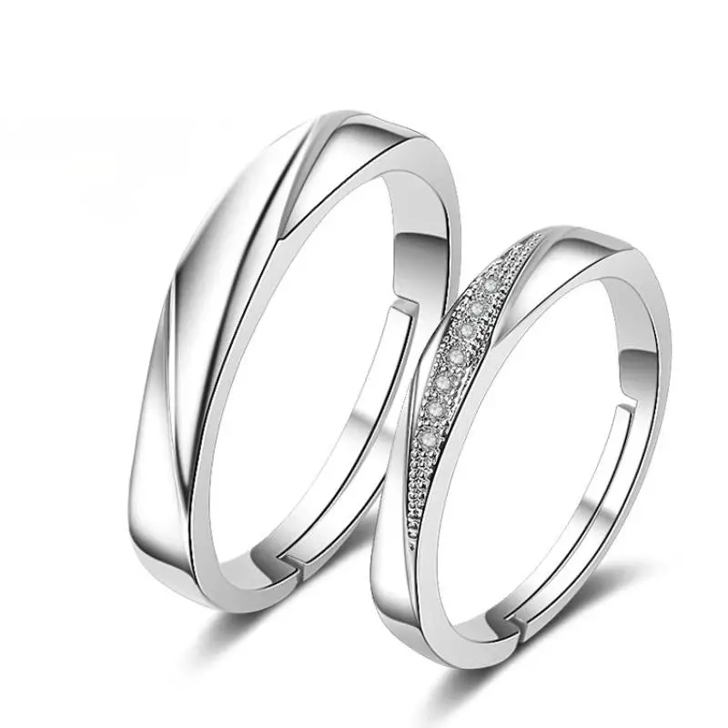 Matching 925 Sterling Silver Wedding Ring Set – Resizable Couple’S Engagement & Band Pair 1