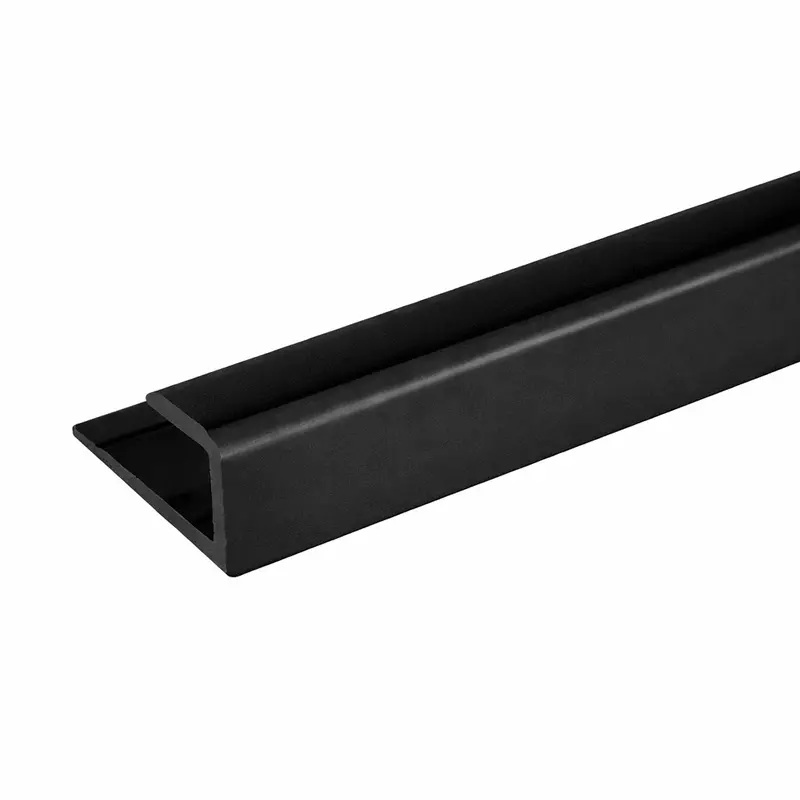Matte Black J-Bar Mirror Mounting Channel – Bottom Rail Profile 1