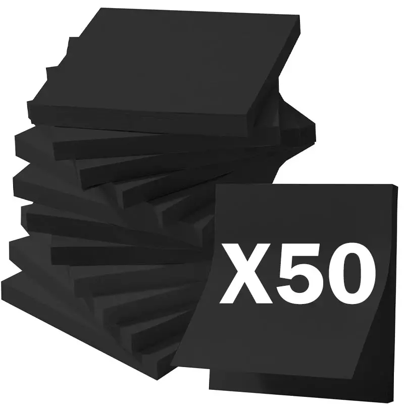 Matte Black Self-Adhesive Memo Pads – 50-Sheet Reusable Sticky Notes For Office, School & Home Use 1
