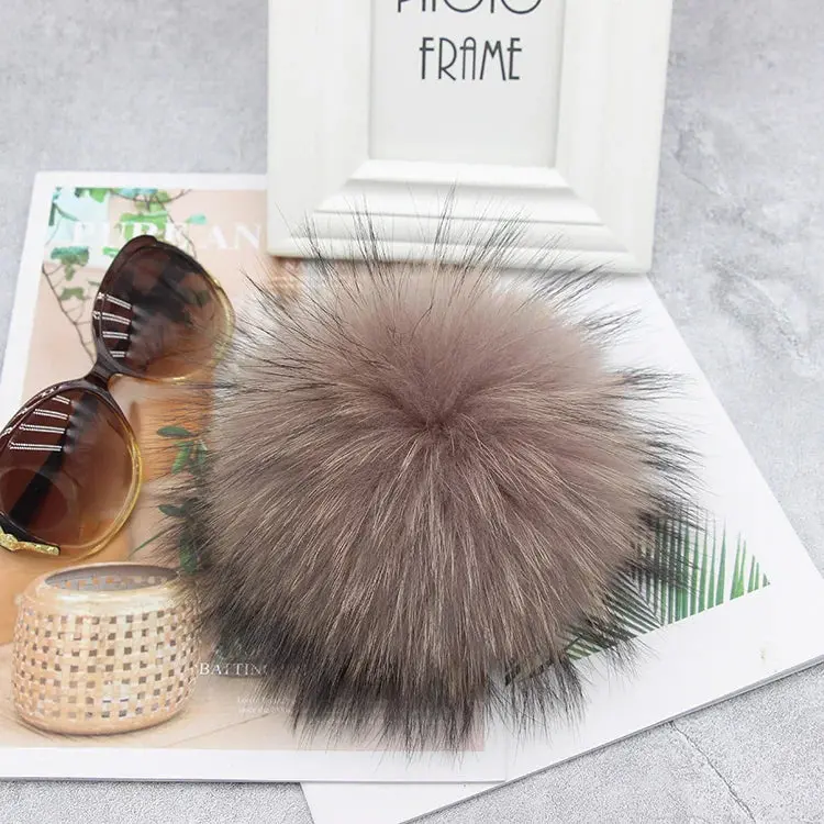 Natural Raccoon Fur Pom-Poms – 15Cm Diy Embellishments For Hats, Bags, Scarves, And Handmade Accessories 1