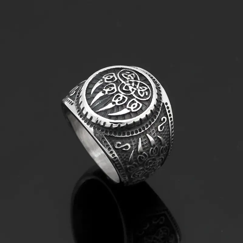 Norse Wolf Paw Ring – 316L Stainless Steel Viking-Themed Band For Men 1