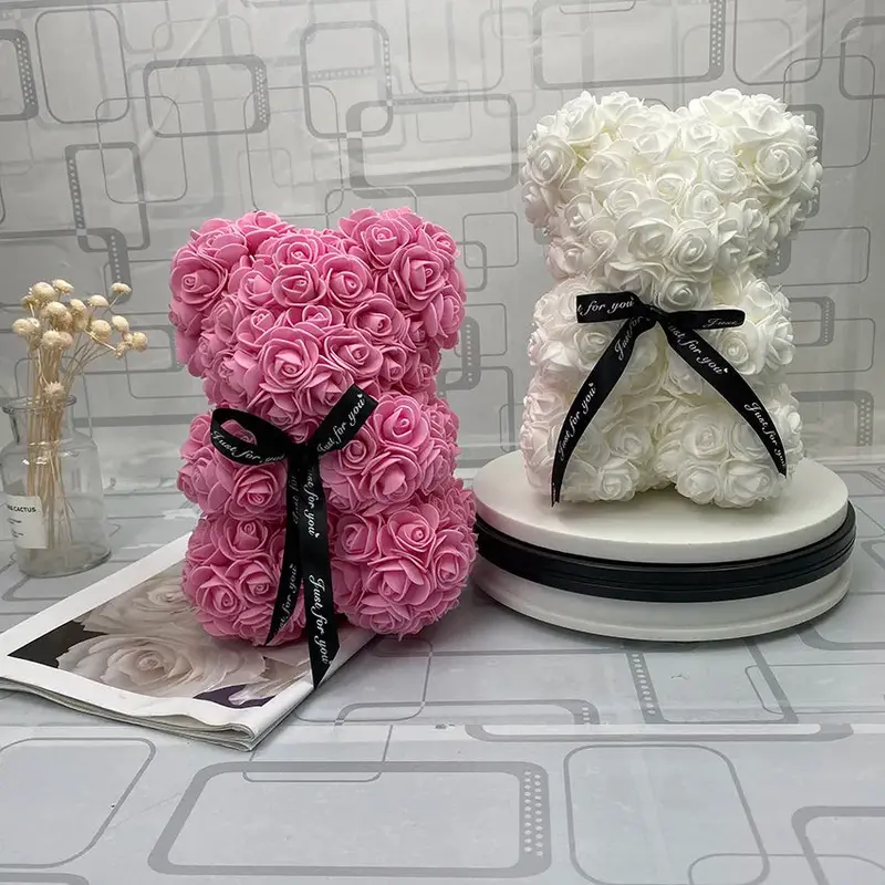 Red Rose Teddy Bear – 25Cm Lifelike Foam Flower Bear Gift For Valentine'S Day & Spring Celebrations 1