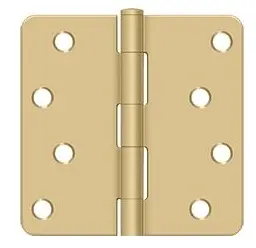 Residential Polished Brass Butt Hinge – 4" X 4", 1/4" Radius Corners, Standard Pin 1