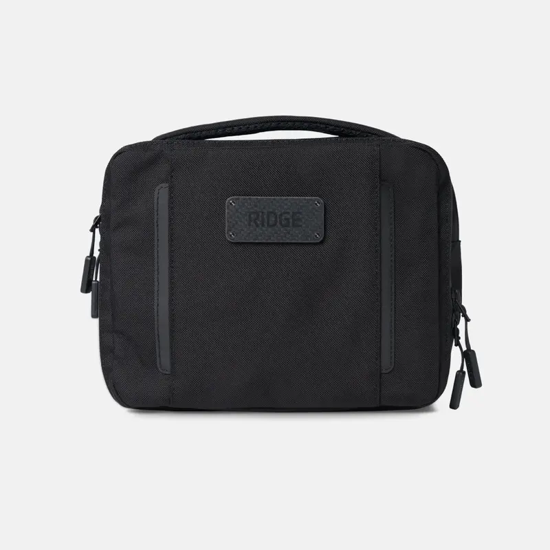 Ridge Toiletry Bag In Premium Royal Black Leather 1