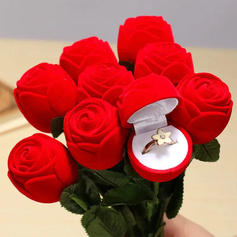 Romantic Rose-Shaped Ring Box – Floral Valentine’S Day Gift For Her Or Wedding Guest Keepsake 1