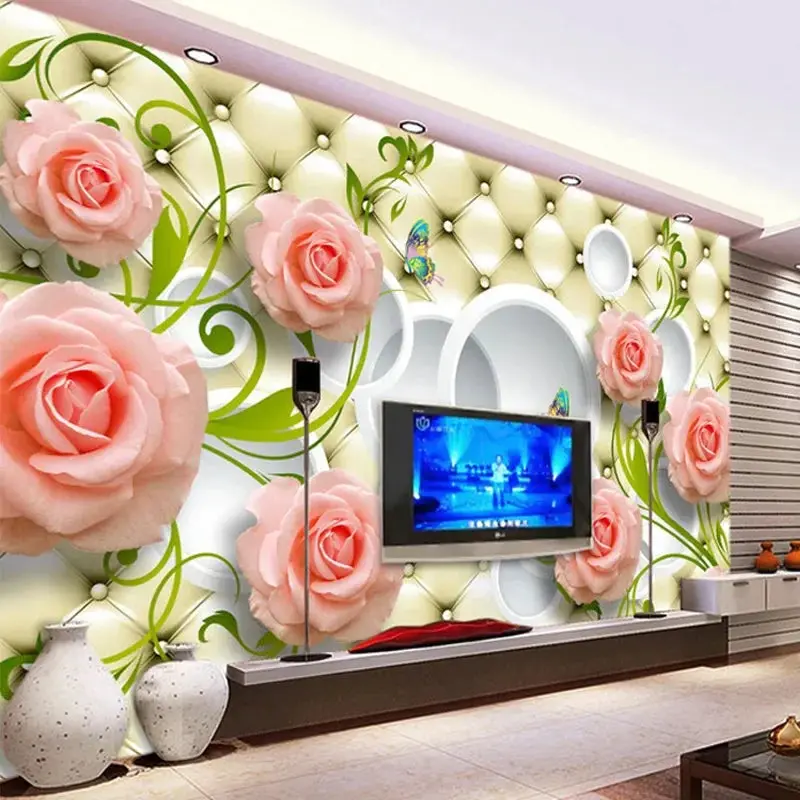 Rose Leather Texture 3D Photo Wallpaper – Customizable Mural For Tv Walls Or Feature Interiors 1
