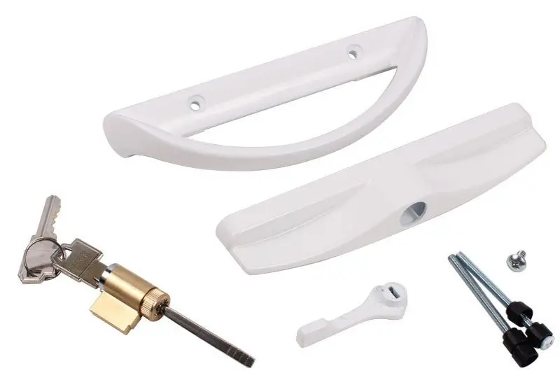 Roto Hardware White Single-Point Keyed Patio Door Handle 1