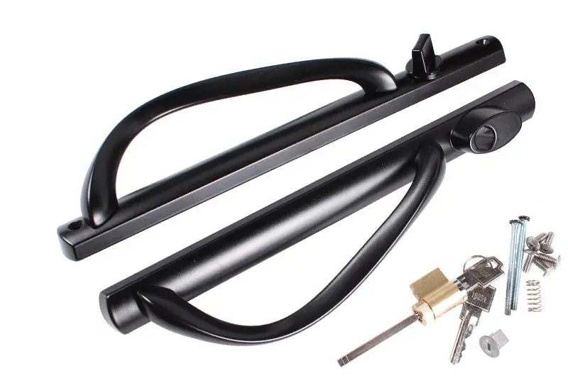 Roto Keyed Glass Door Handle Set – Black Finish 1