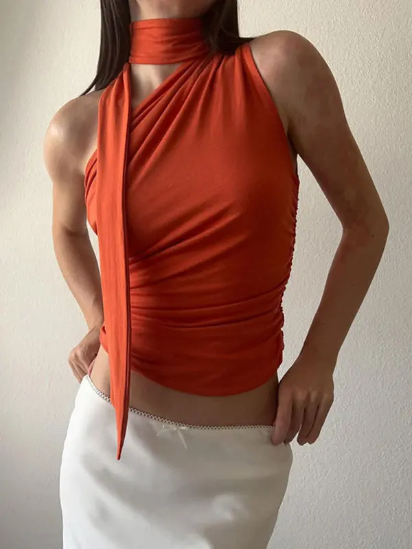 Slim-Fit One-Shoulder Sleeveless Vest Top – Minimalist Casual Staple 1