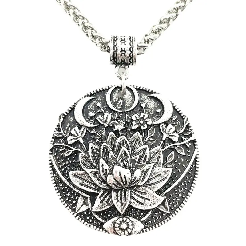 Spiritual Karma Lotus Necklace – Yoga, Wiccan & Buddhist-Inspired Unisex Pendant Jewelry 1