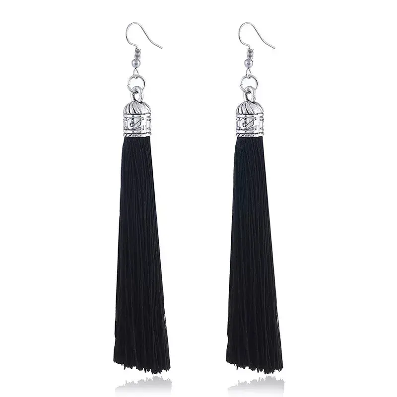 Tassel Drop Earrings – Bohemian Silk-Fabric Dangle Jewelry With Ethnic & Vintage Appeal 1