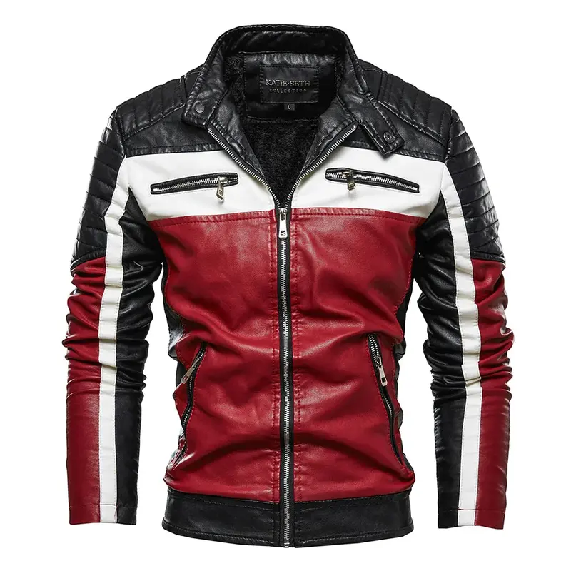 Vintage Faux Leather Biker Jacket – Men’S Stand-Collar Slim-Fit Outerwear 1