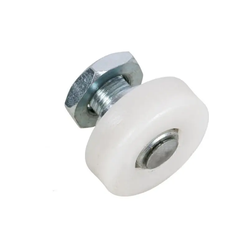 White 3/4" Flat-Edge Nylon Ball Bearing Shower Door Roller With Threaded Stud 1