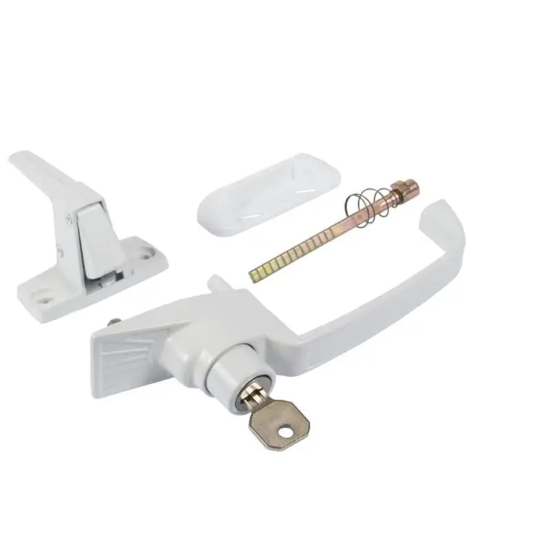 White Push-Button Lock For Swinging Screen Or Storm Doors – 1-3/4" Screw Center Distance 1