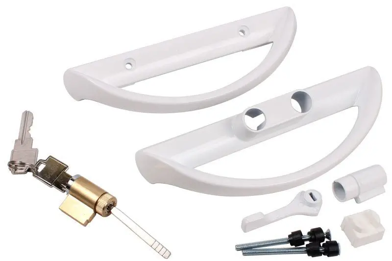 White Roto Patio Door Security Handle With Key Access 1