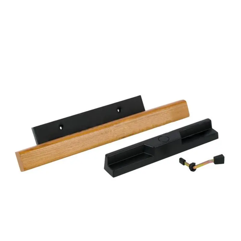Wood-And-Black Mortise Sliding Patio Door Handle Set – 3-15/16" Hole Spacing 1