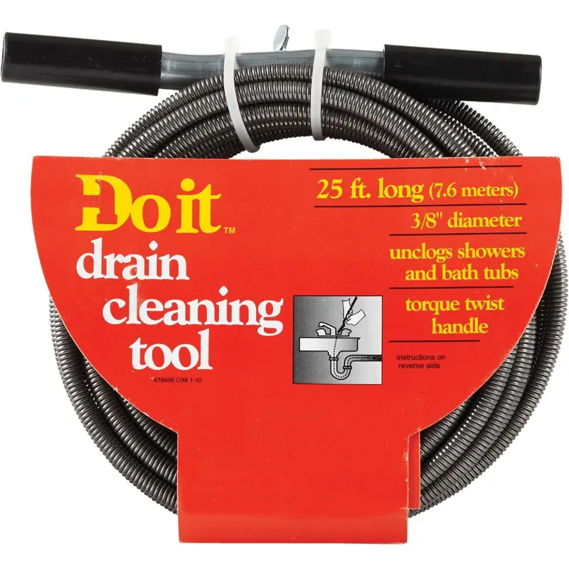 Do It Galvanized Steel Drain Auger — 3/8" X 25 Ft Cleanout Snake With Handle 1