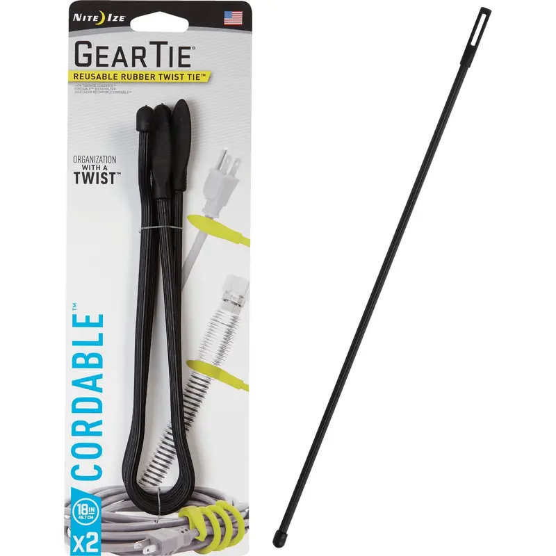 Geartie Cordable Twist Tie – 24" Black Rubber Band (2-Pack) 1