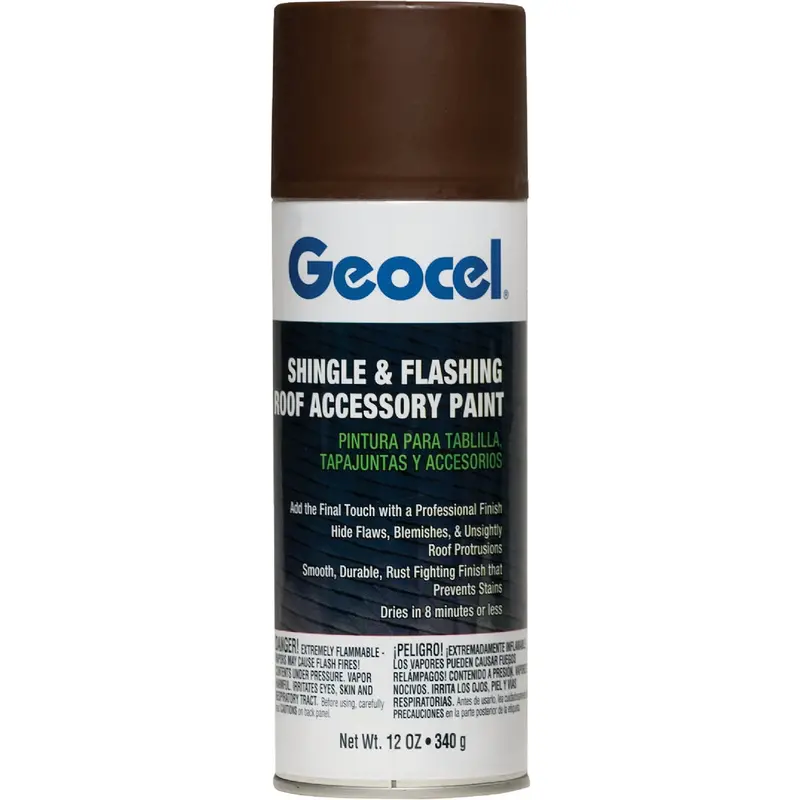 Geocel Shingle & Flashing Touch-Up Spray Paint – Brown, Weather-Resistant Roofing Accessory 1