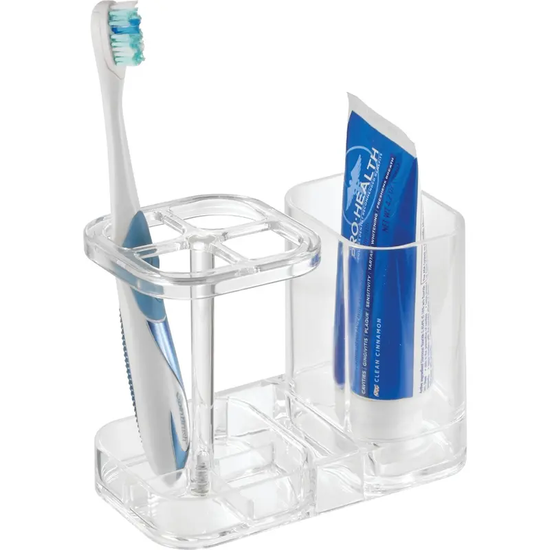 Interdesign Med+ Toothbrush Holder – Clear Acrylic, Space-Saving Bathroom Organizer 1
