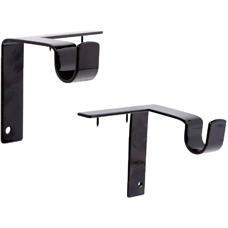 Kwik-Hang Projection Curtain Rod Brackets – 5/8" X 2-3/4", Black, 2-Pack 1