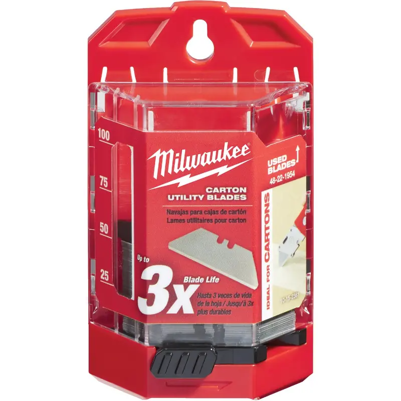 Milwaukee Rounded Utility Knife Blades – 2-Point, 2-3/8" Length, 50-Count Carton 1