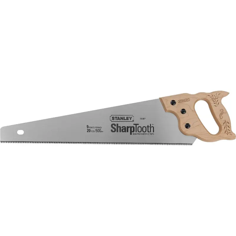 Stanley Wood-Handled Hand Saw – 20 In. Blade, 8 Tpi For Smooth Cutting 1